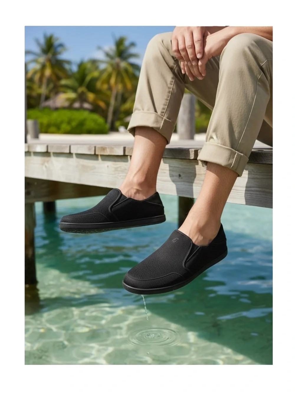 Rare: OluKai ʊ Nohea Mesh Drop In Heel Boat Shoes Sneakers ʊ  All Black ʊ 9